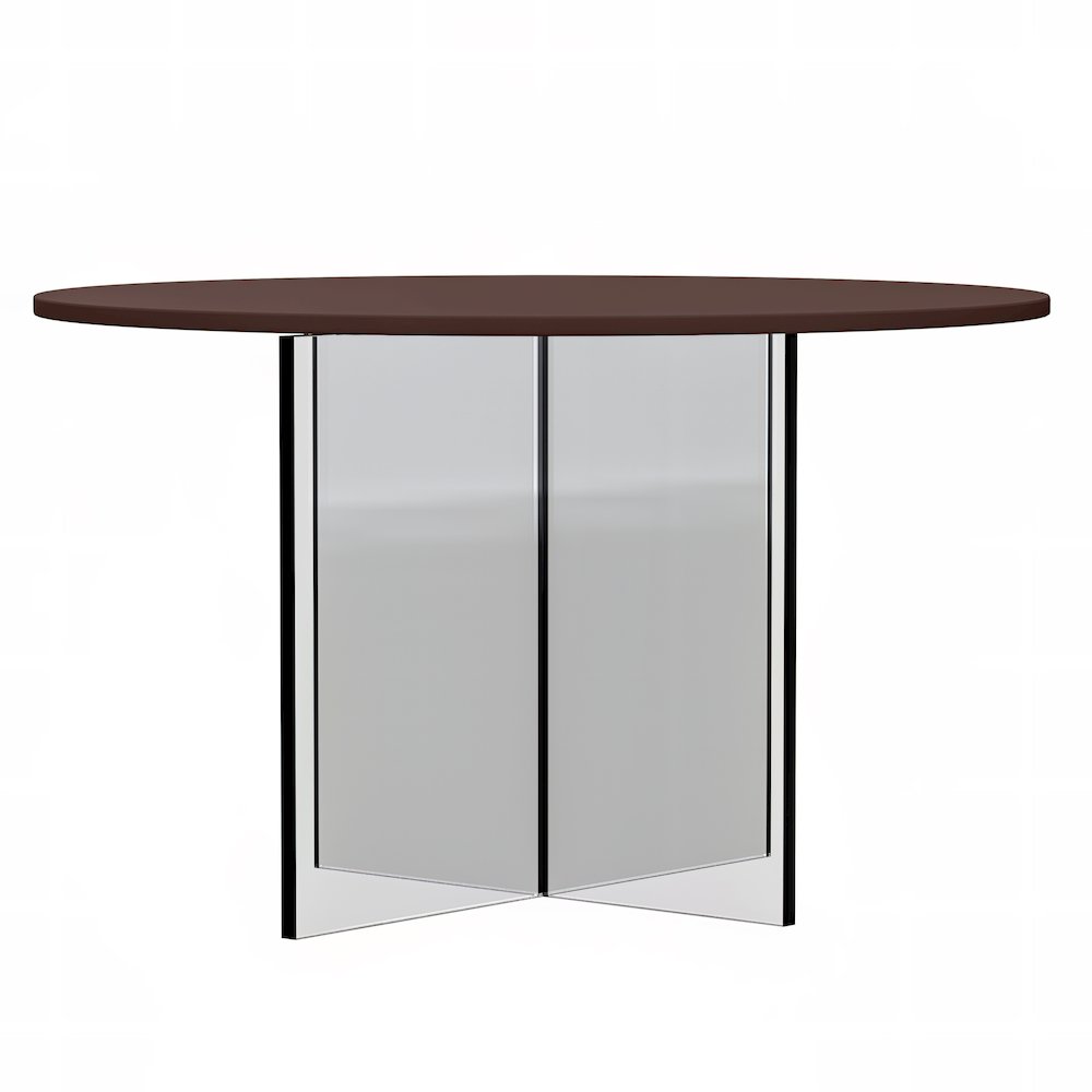 Valore Collection 28" Acrylic Side Table With Walnut Top. Picture 4