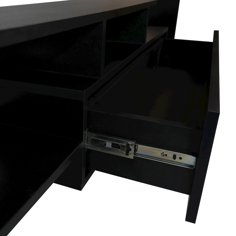 Surrey Modern TV Stand with MDF Shelves and Bookcase in Ebony. Picture 25