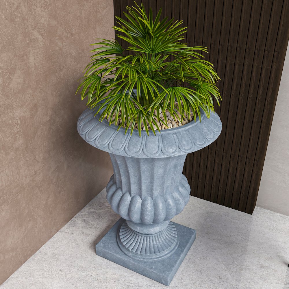 Lotus Series Poly Stone Planter in Aged Concrete, 20 Dia, 28 High. Picture 11