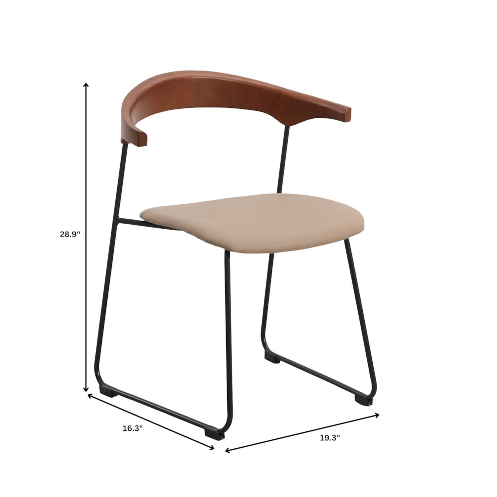 Lyra Collection Modern Chair in Dark Wood back and Taupe Seat. Picture 17