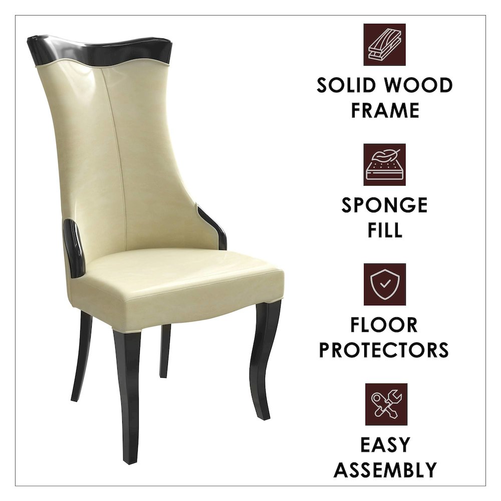 Novara Collection Modern Wooden Dining Chair in Light Cream Set of 2. Picture 5