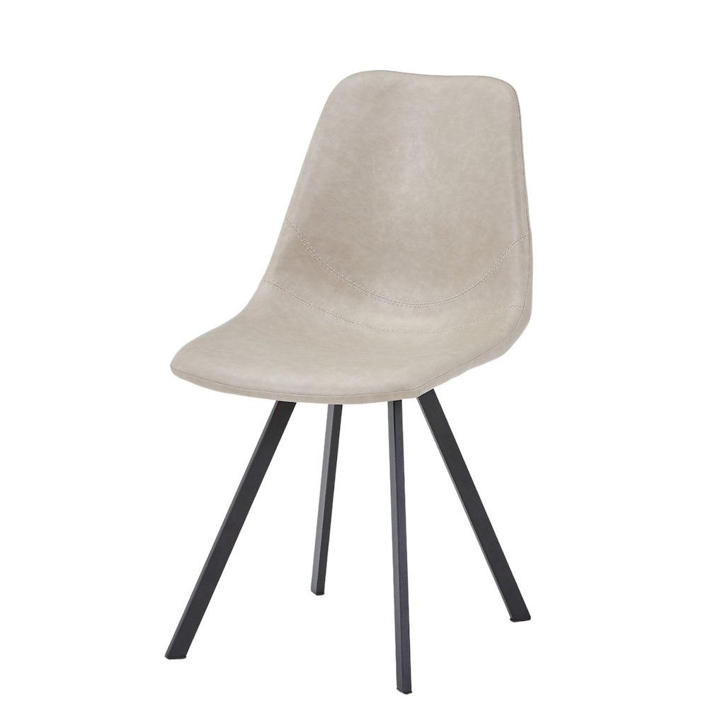 Markley Modern Leather Dining Chair With Metal Legs, Light Grey. Picture 6