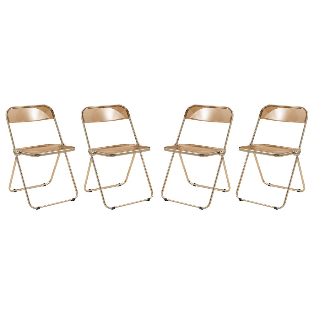 Lawrence Acrylic Folding Chair With Gold Metal Frame, Set of 4. Picture 15