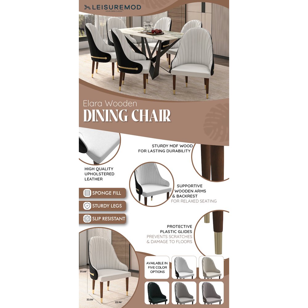 Elara Collection Wooden Dining Chair in Black/White. Picture 17