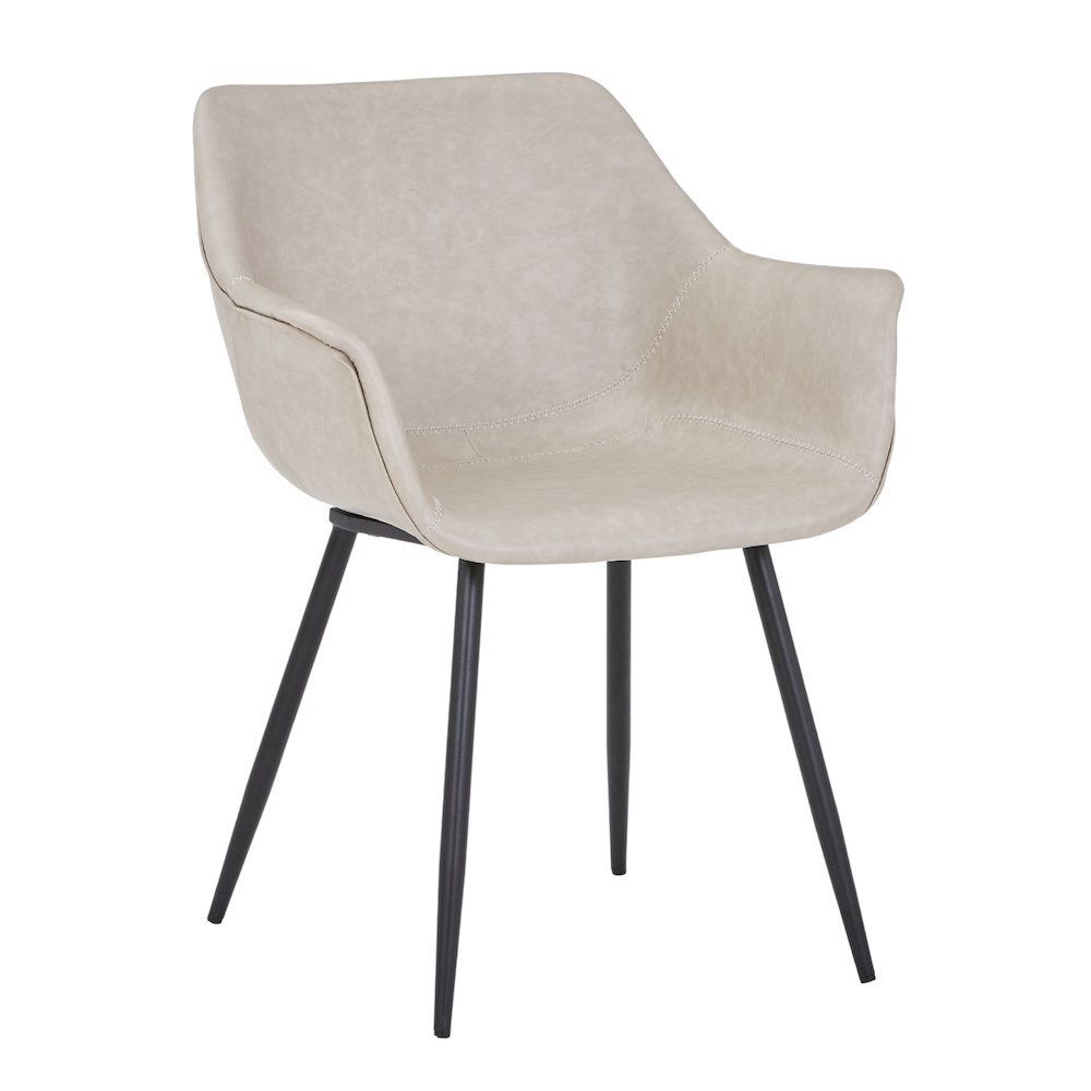 Markley Modern Leather Dining Arm Chair With Metal Legs. Picture 11