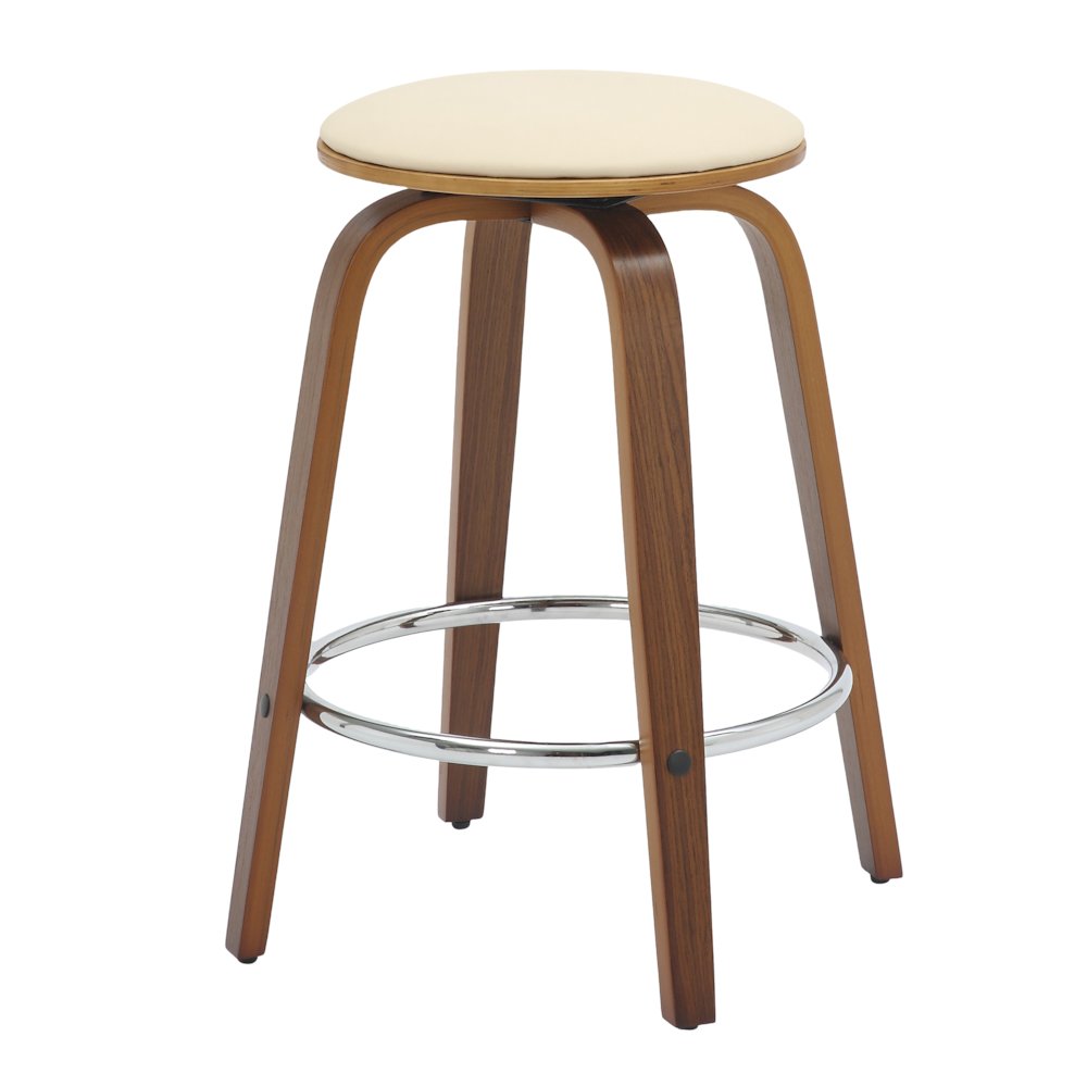 Wooden Counter Stool Pelya Collection Modern Style Walnut color in Cream. Picture 5