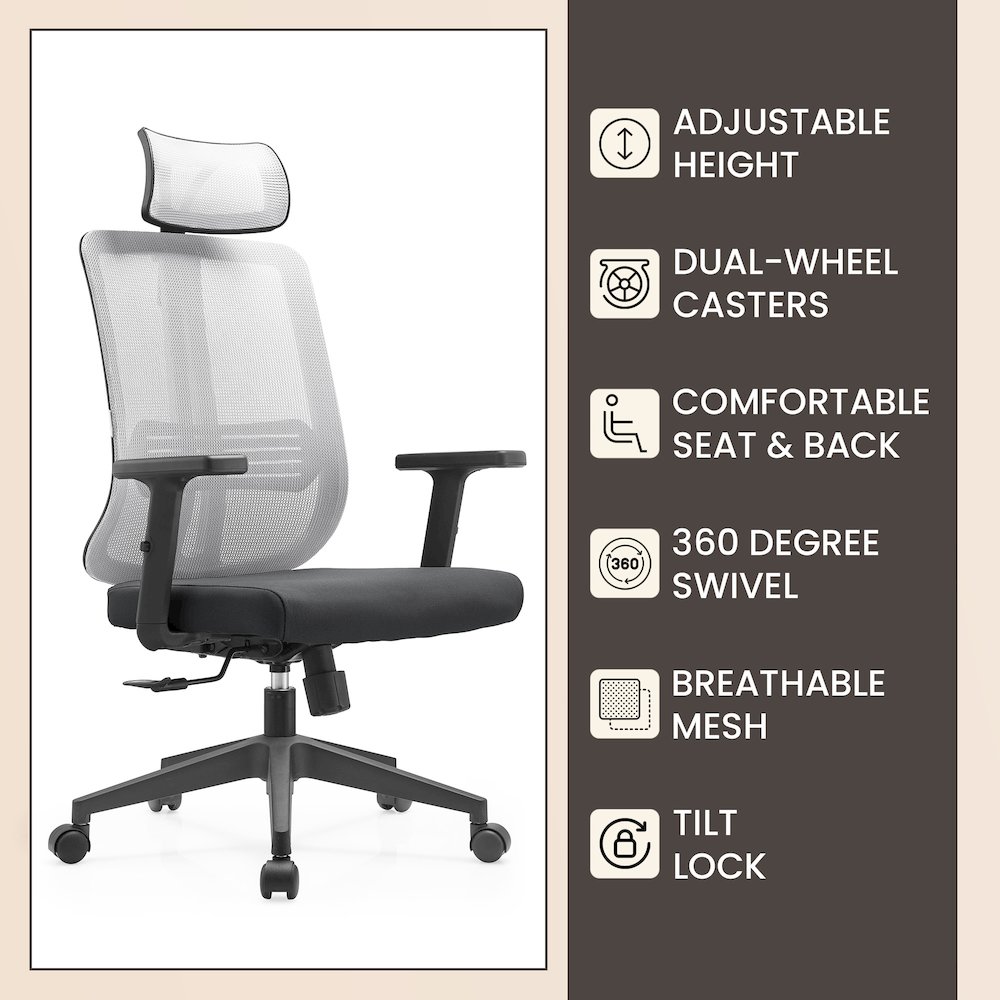 Office Nift Series Office Task Chair In White. Picture 8