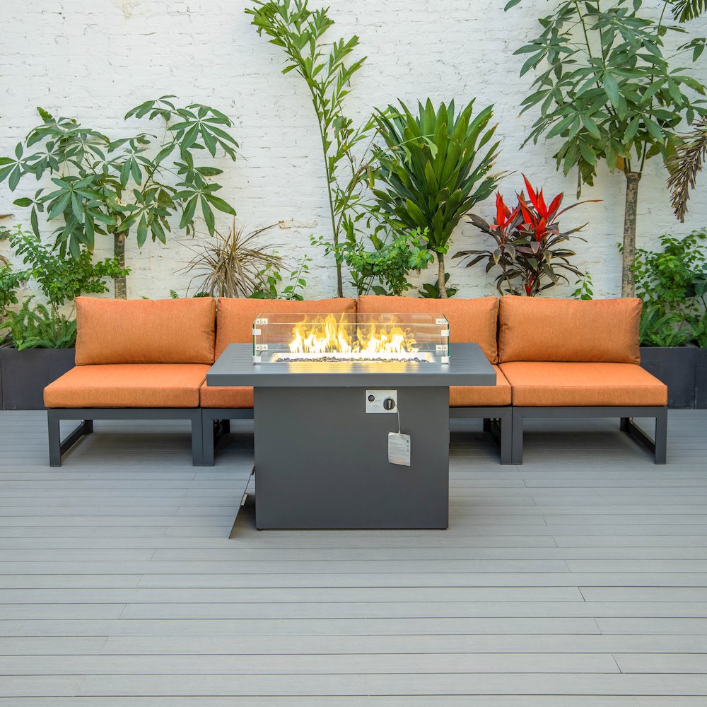 Chelsea 5-Piece Middle Patio Chairs and Fire Pit Table. Picture 8