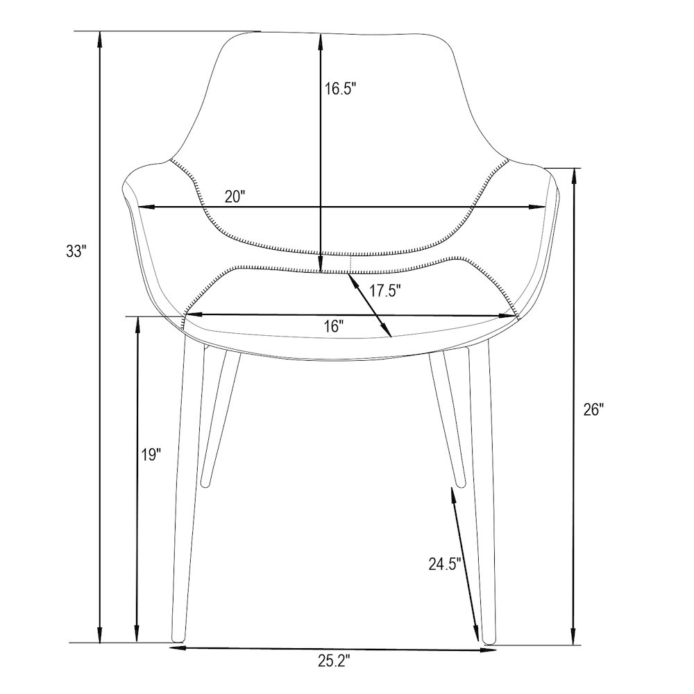 Markley Modern Leather Dining Arm Chair With Metal Legs Set of 2. Picture 13