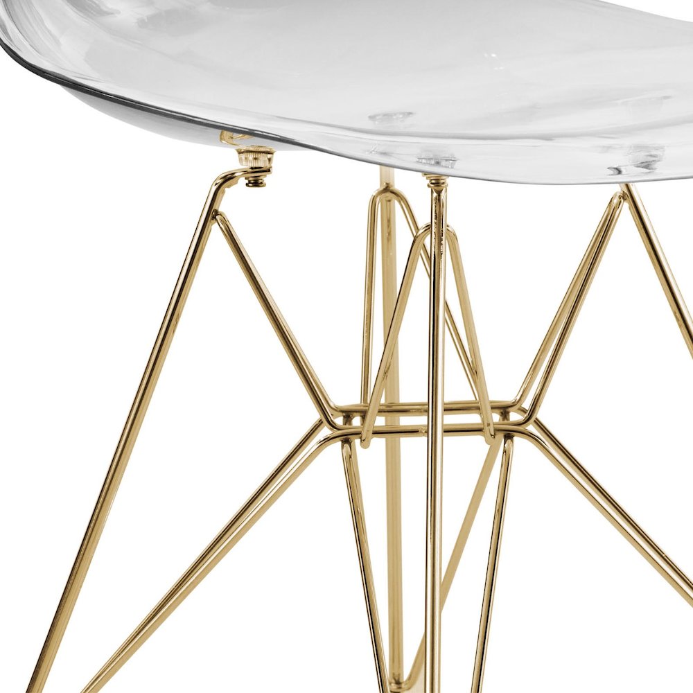 5-Piece Dining Set 35" Round Dining Table in Chrome - Clear. Picture 5