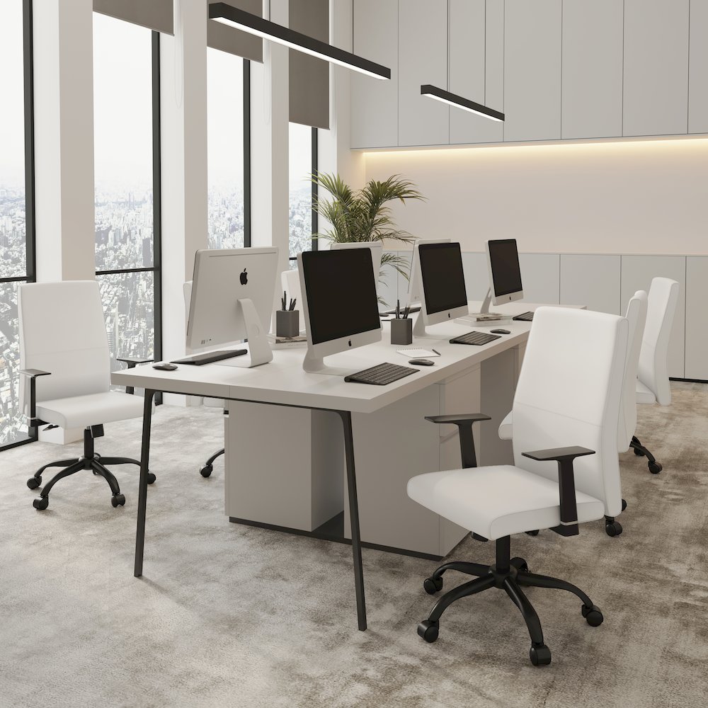 Evander Series Office Guest Chair in White Leather. Picture 7