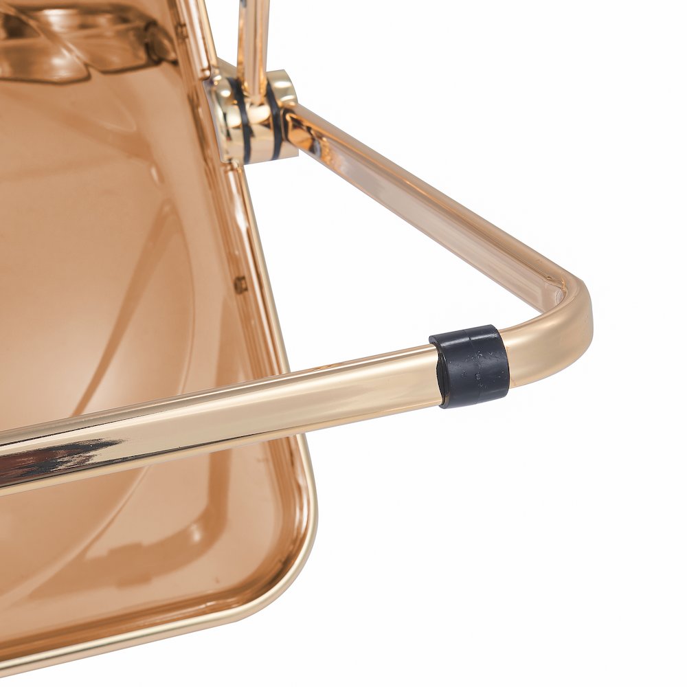Lawrence Acrylic Folding Chair With Gold Metal Frame, Set of 2. Picture 15