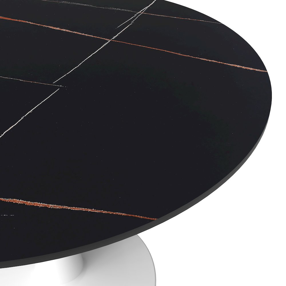 Bristol 40" round dining table White base with Black Sintered stone Top. Picture 5