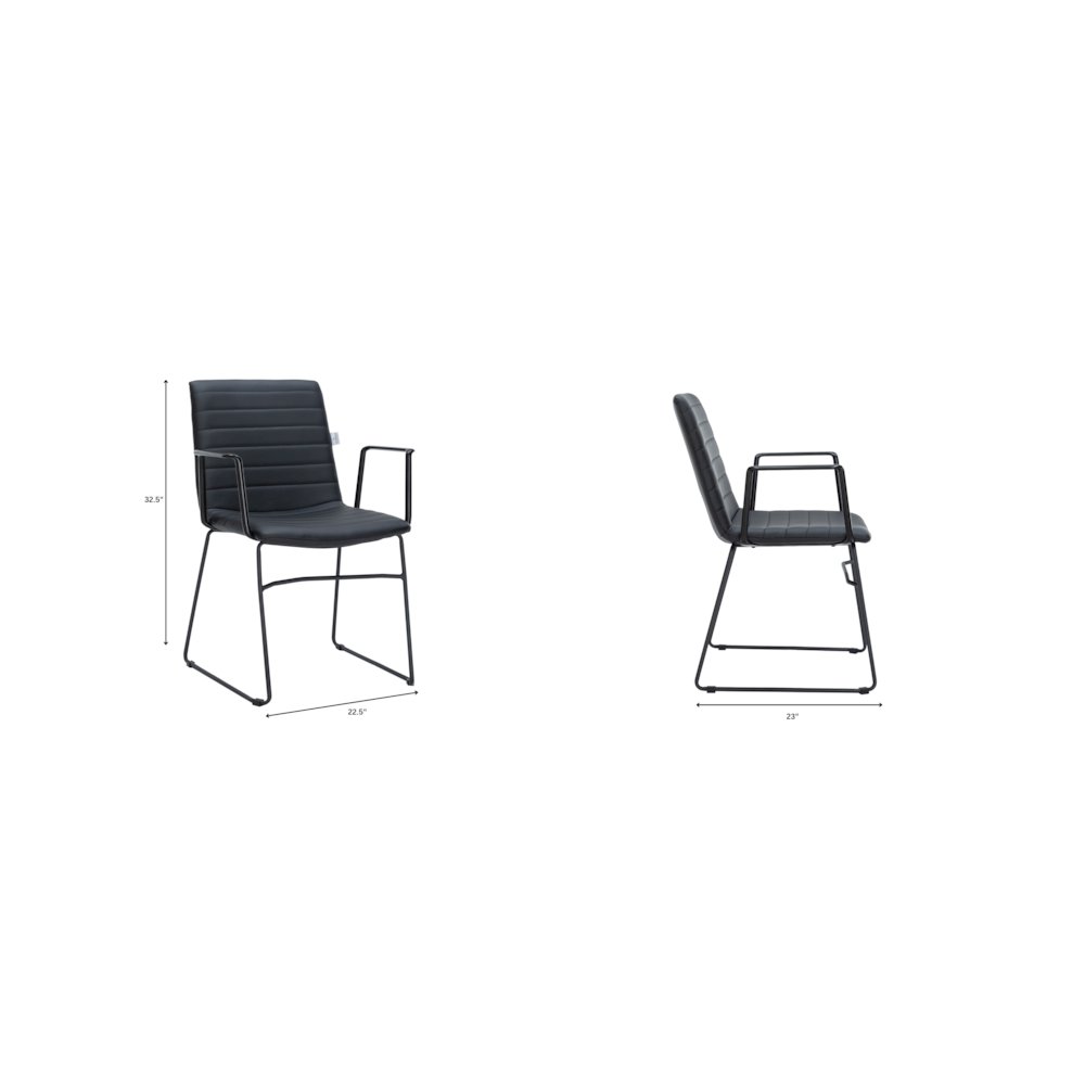 Zylar Series Office Guest Arm Chair in Black Leather. Picture 8