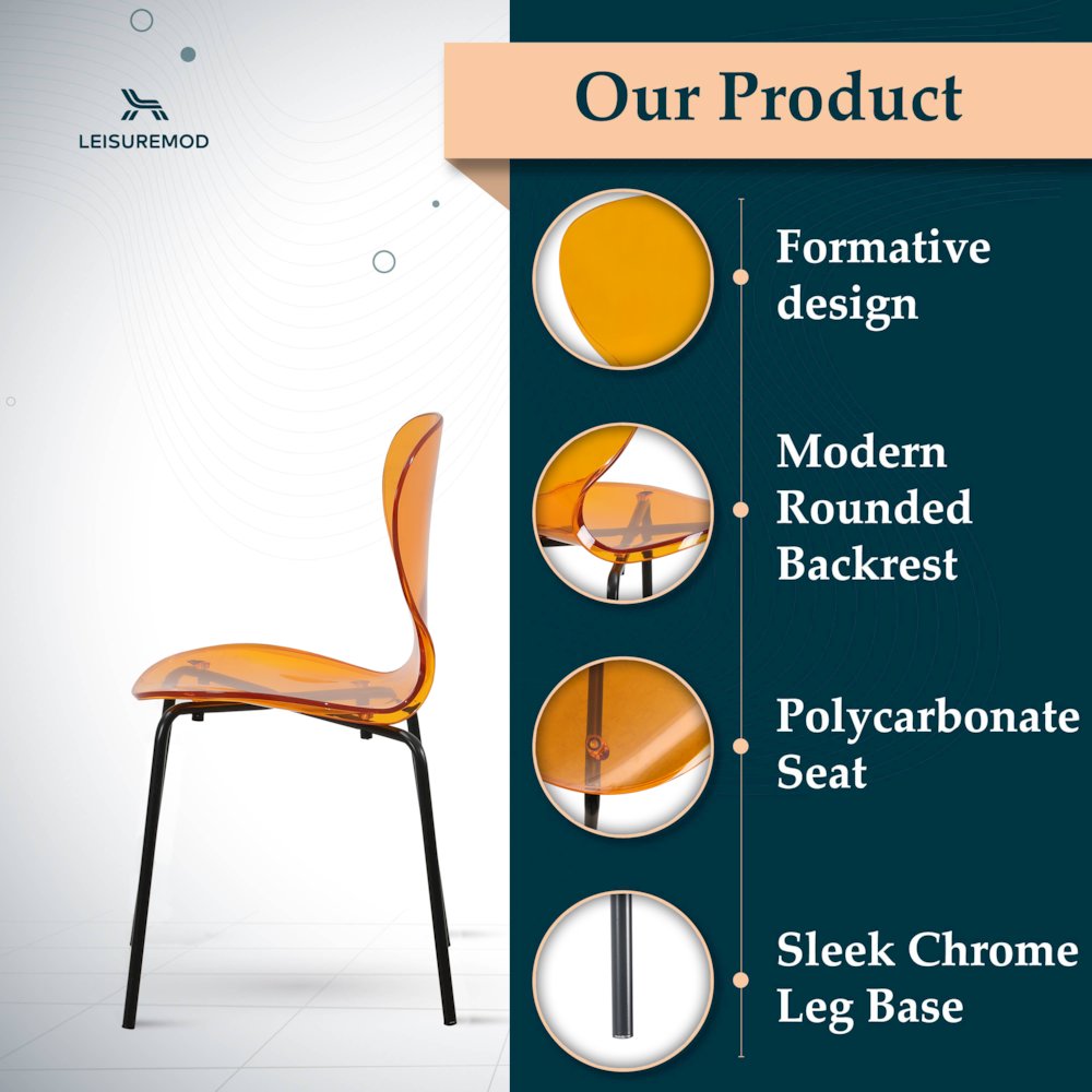Modern Oyster Transparent Side Chair in Black Base. Picture 10