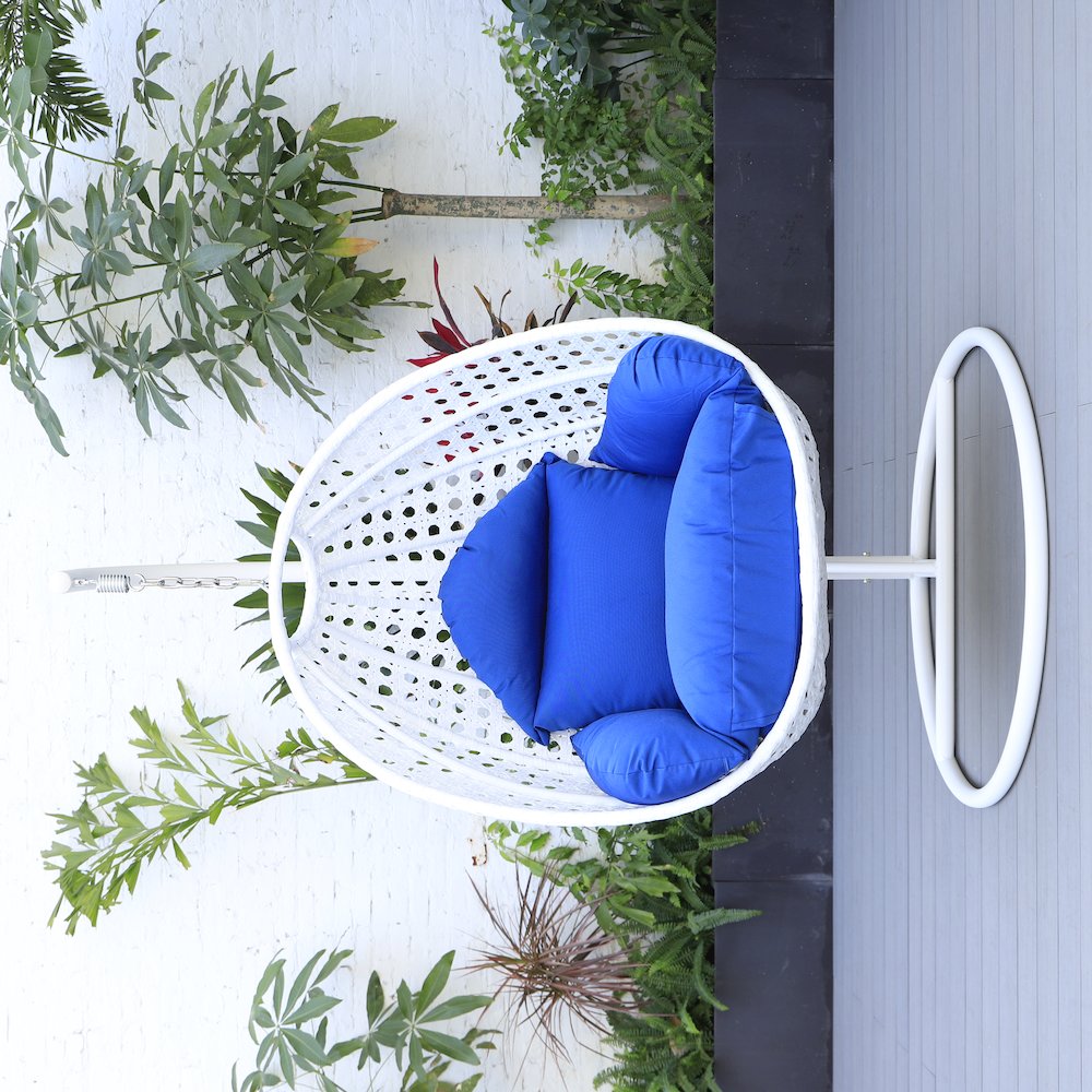 White Wicker Hanging Egg Swing Chair. Picture 4