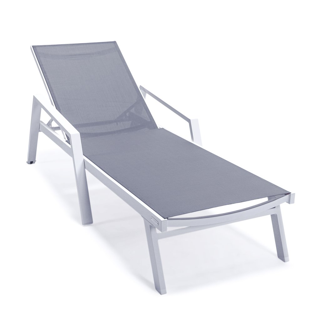 Marlin Modern White Aluminum Outdoor Patio Chaise Lounge Chair. Picture 23