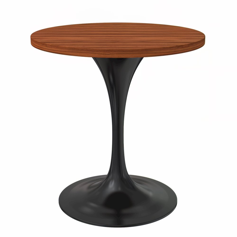 Verve Collection 27 Round Dining Table, Black Base with Cognac Brown MDF Top. Picture 5