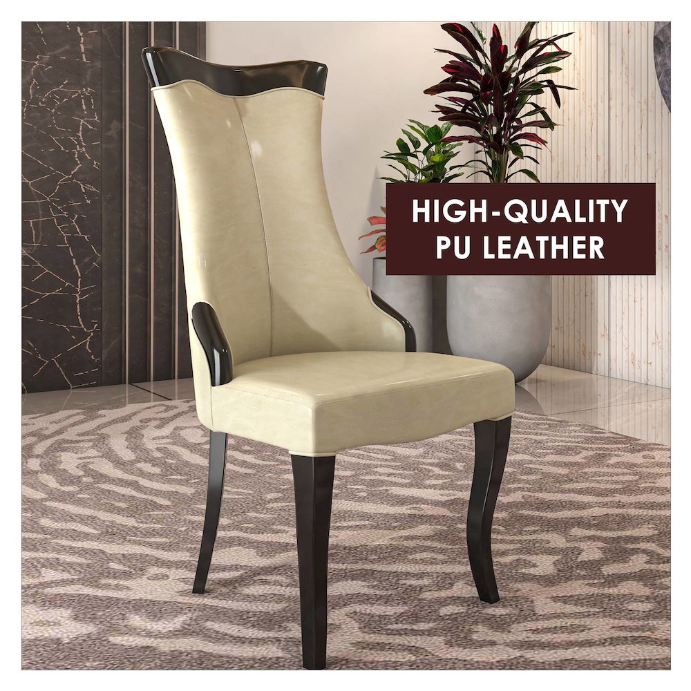 Novara Collection Modern Wooden Dining Chair in Light Cream Set of 2. Picture 4