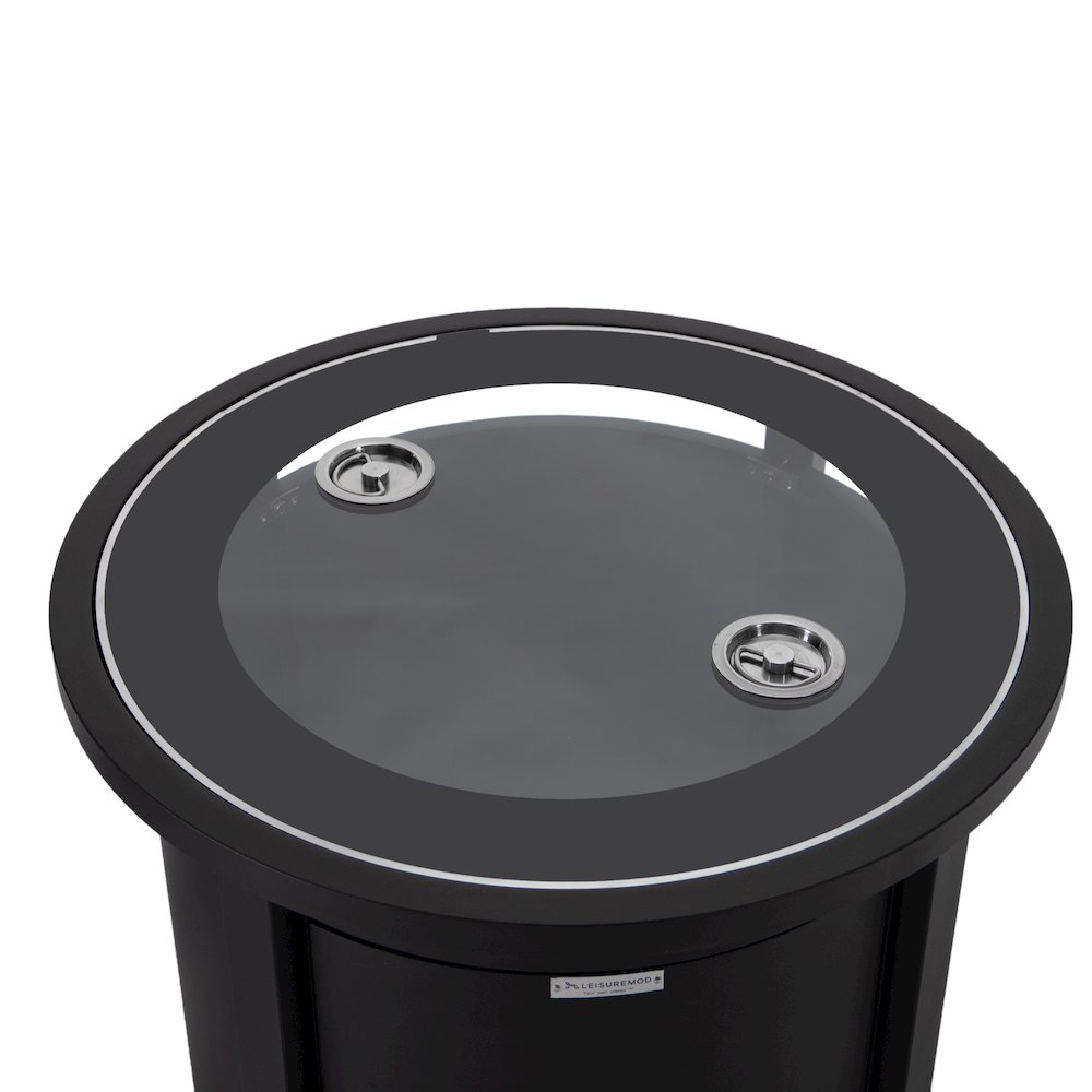 Walbrooke Patio Round Fire Pit and Tank Holder in Black. Picture 18