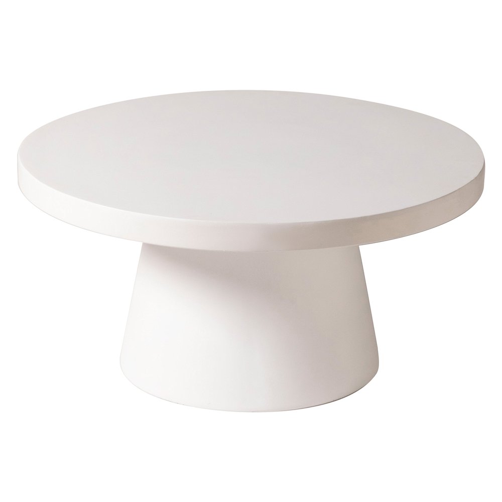 Dune Collection Fiberglass Outdoor Coffee Table In White. Picture 2