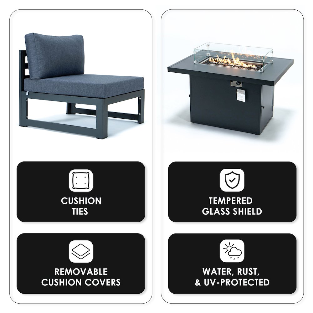 Chelsea 5-Piece Middle Patio Chairs and Fire Pit Table. Picture 2