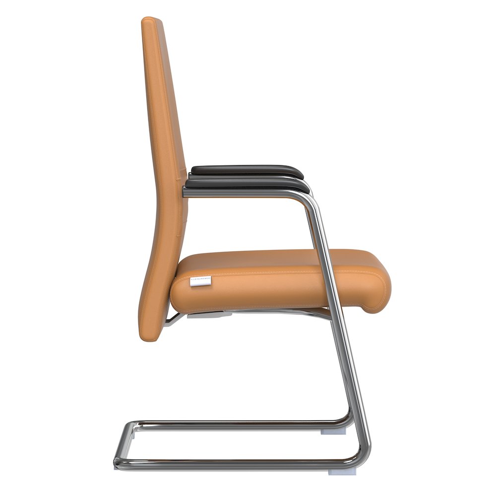Aleen Series Guest Office Chair In Acorn Brown Leather. Picture 20