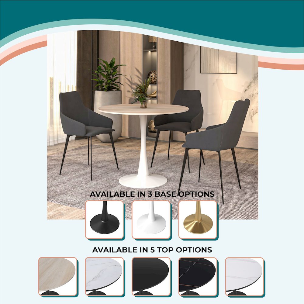 Bristol 31" round dining table White base with marbled MDF top. Picture 31