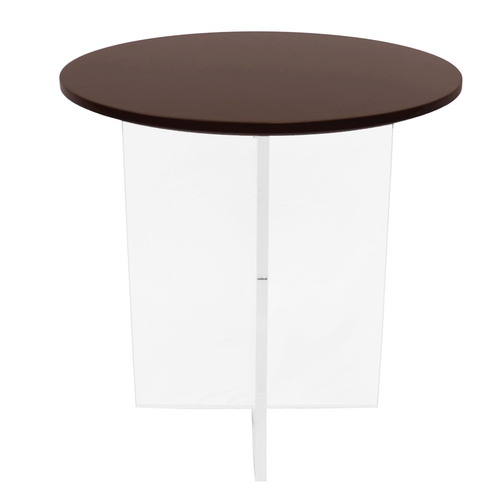 Valore Collection 20" Acrylic Side Table With Walnut Top. Picture 2