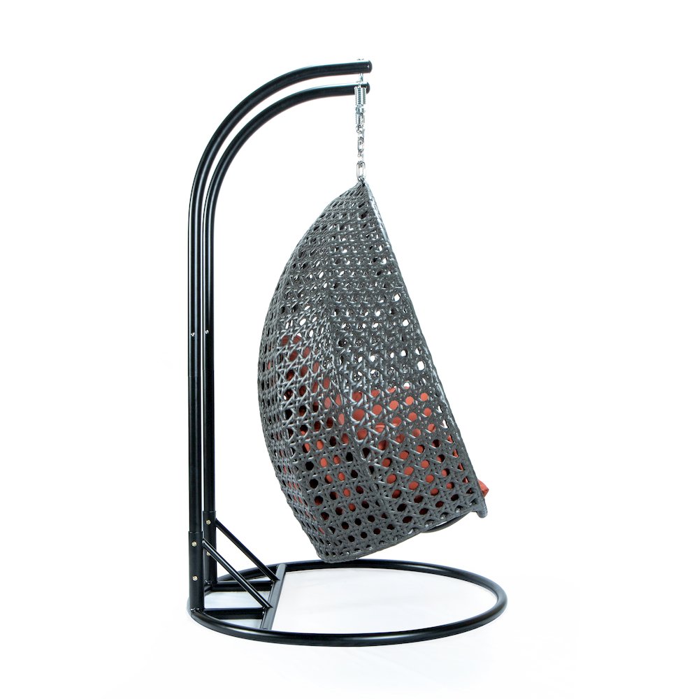 Charcoal Wicker Hanging 2 person Egg Swing Chair. Picture 4