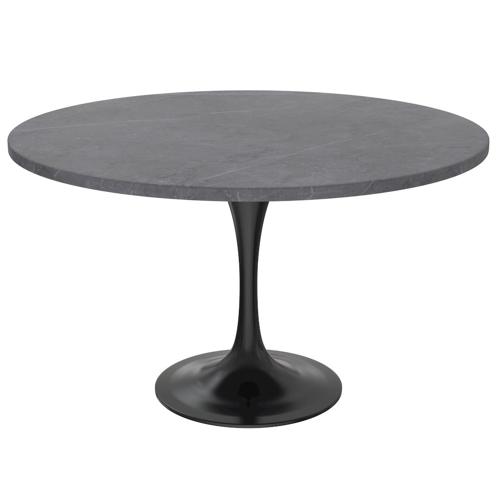 Verve Collection 48 Round Dining Table, Black Base with Sintered Stone Grey Top. Picture 6