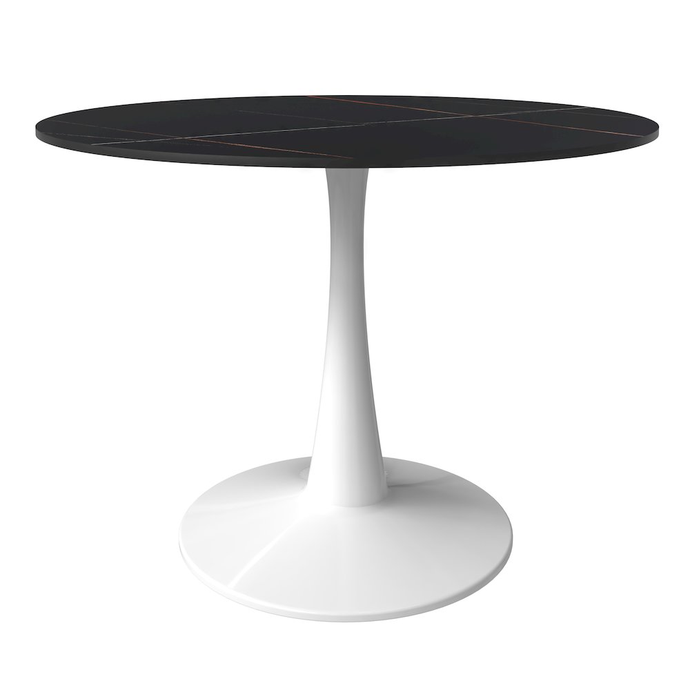 Bristol 40" round dining table White base with Black Sintered stone Top. Picture 2