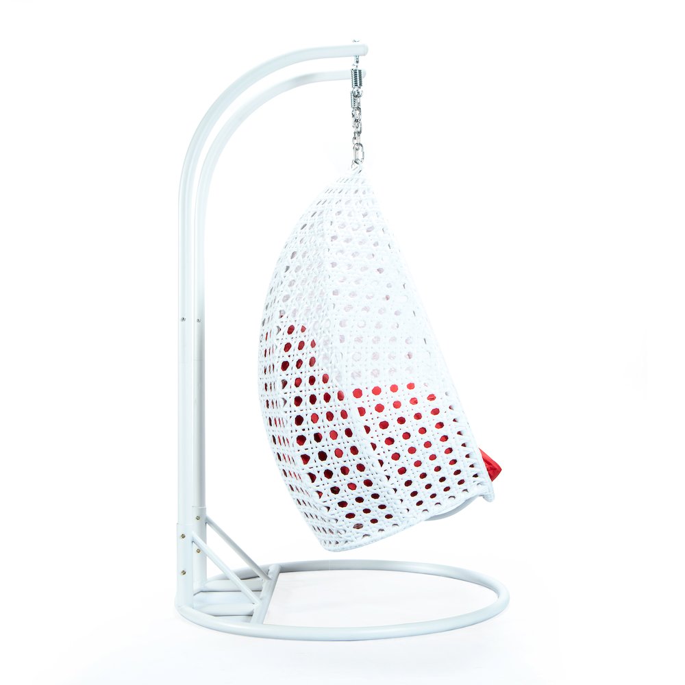 White Wicker Hanging 2 person Egg Swing Chair. Picture 7