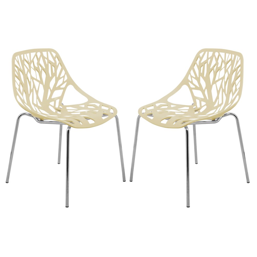 Modern Asbury Dining Chair w/ Chromed Legs, Set of 2. Picture 8