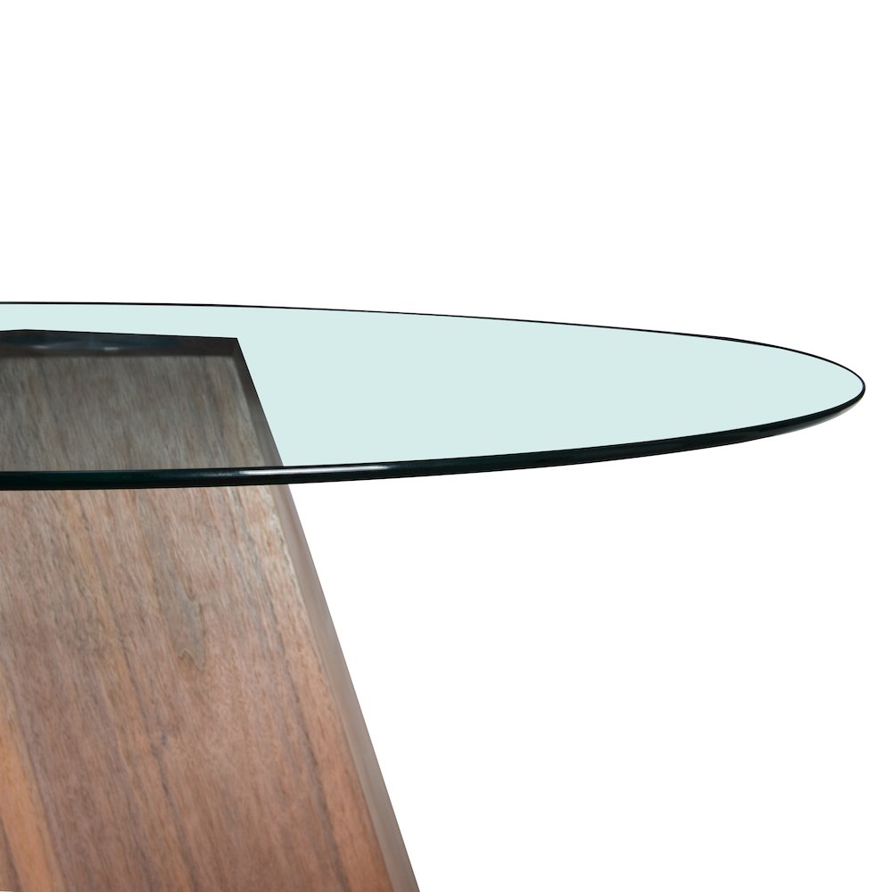 Nebo Modern Dining Table in Walnut Base with Clear Glass Top. Picture 10