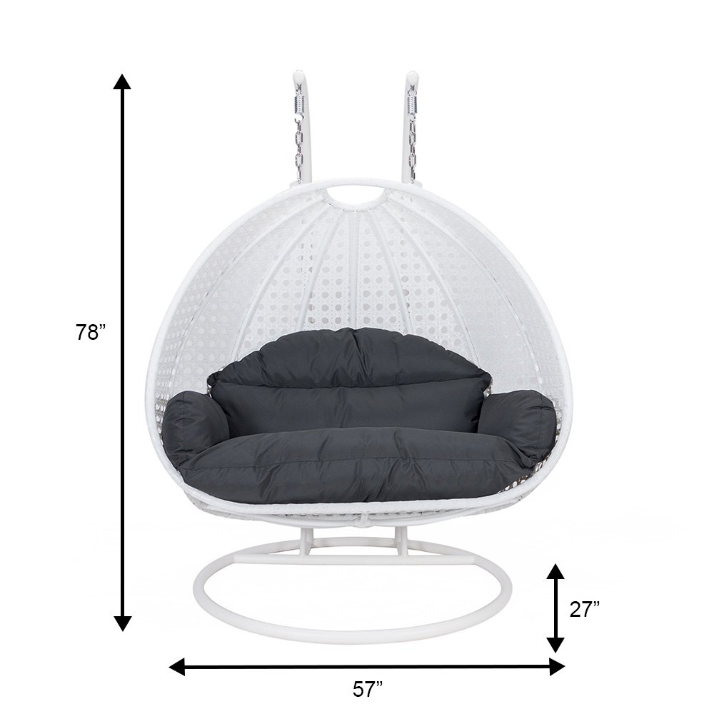 White Wicker Hanging 2 person Egg Swing Chair. Picture 10