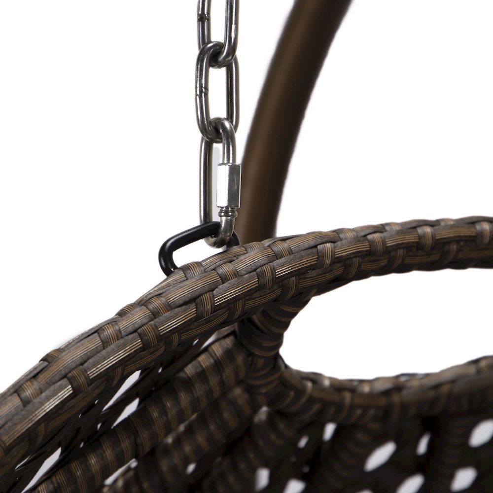 Mendoza Dark Brown Wicker Hanging 2 person Egg Swing Chair. Picture 8
