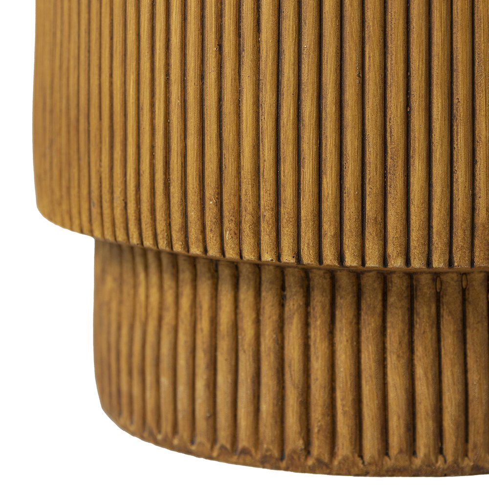 Eden Collection Fiberglass Outdoor Side Table in Wood Brown. Picture 12