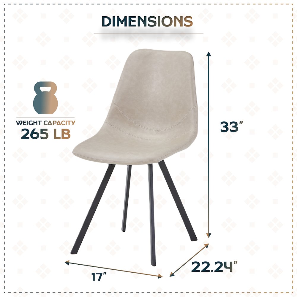 Markley Modern Leather Dining Chair With Metal Legs, Light Grey. Picture 5