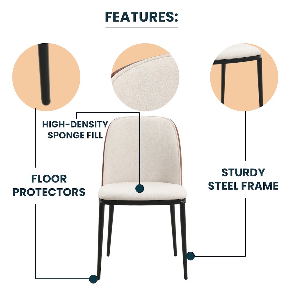 Tule Mid-Century Modern Fabric Dining Side Chair. Picture 7