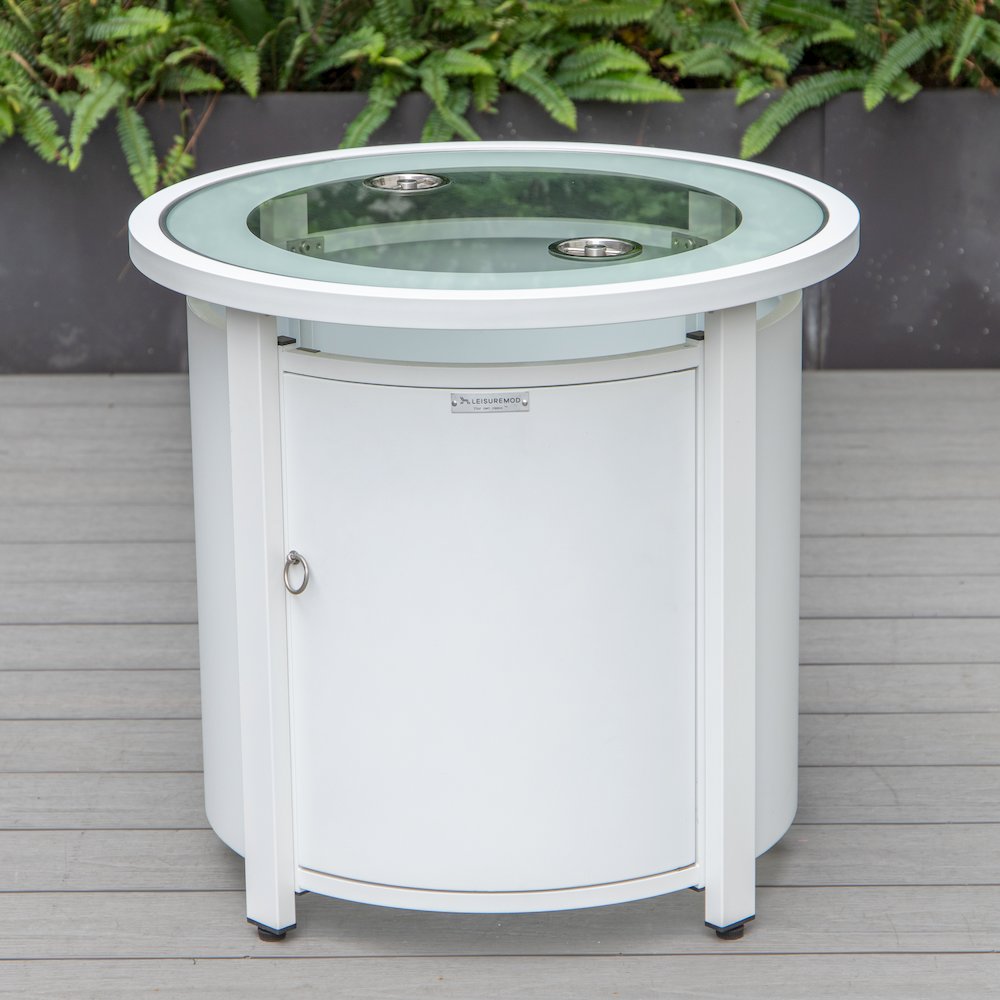 Walbrooke White Patio Round Tank Holder in White. Picture 9