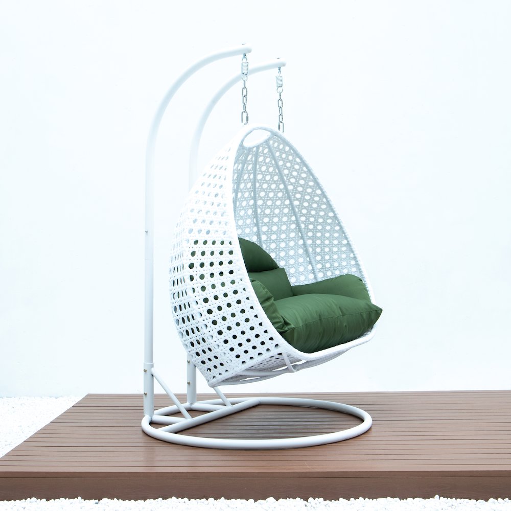 White Wicker Hanging 2 person Egg Swing Chair. Picture 3