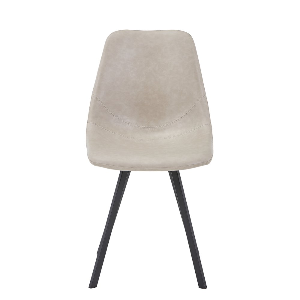 Markley Modern Leather Dining Chair With Metal Legs, Light Grey. Picture 13