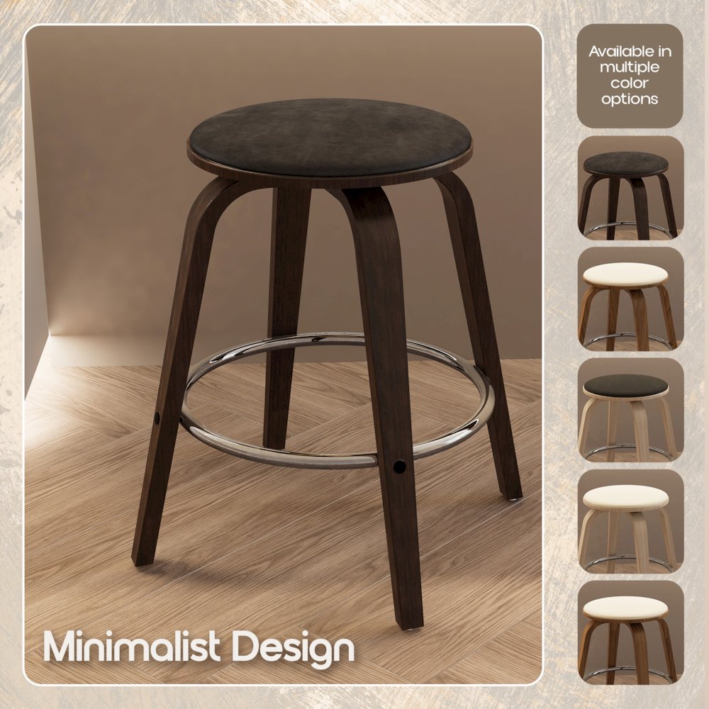 Wooden Counter Stool Pelya Collection Modern Style Walnut Glazed color in Brown. Picture 4