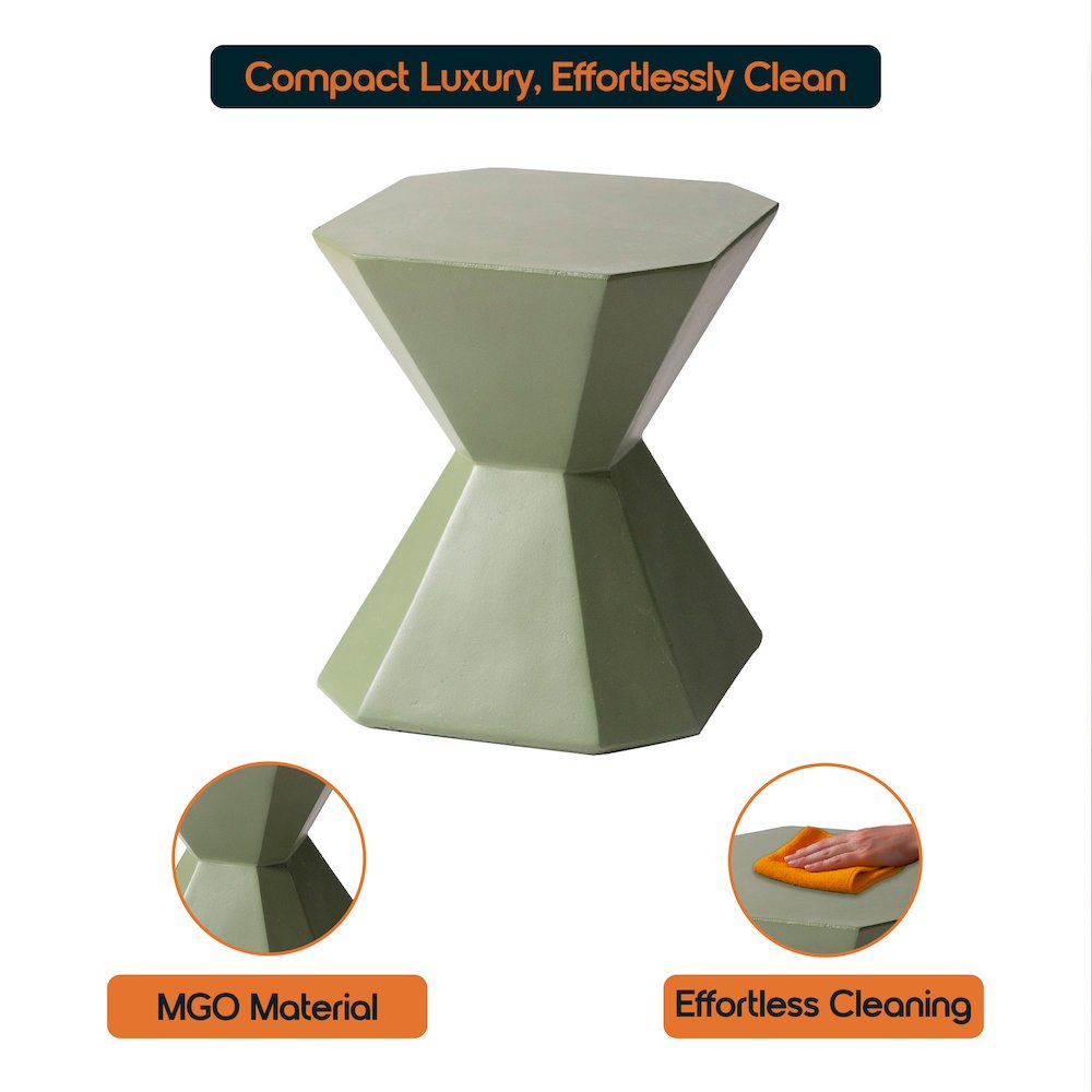 Azure Collection Fiberglass Outdoor Side Table in Olive Green. Picture 10