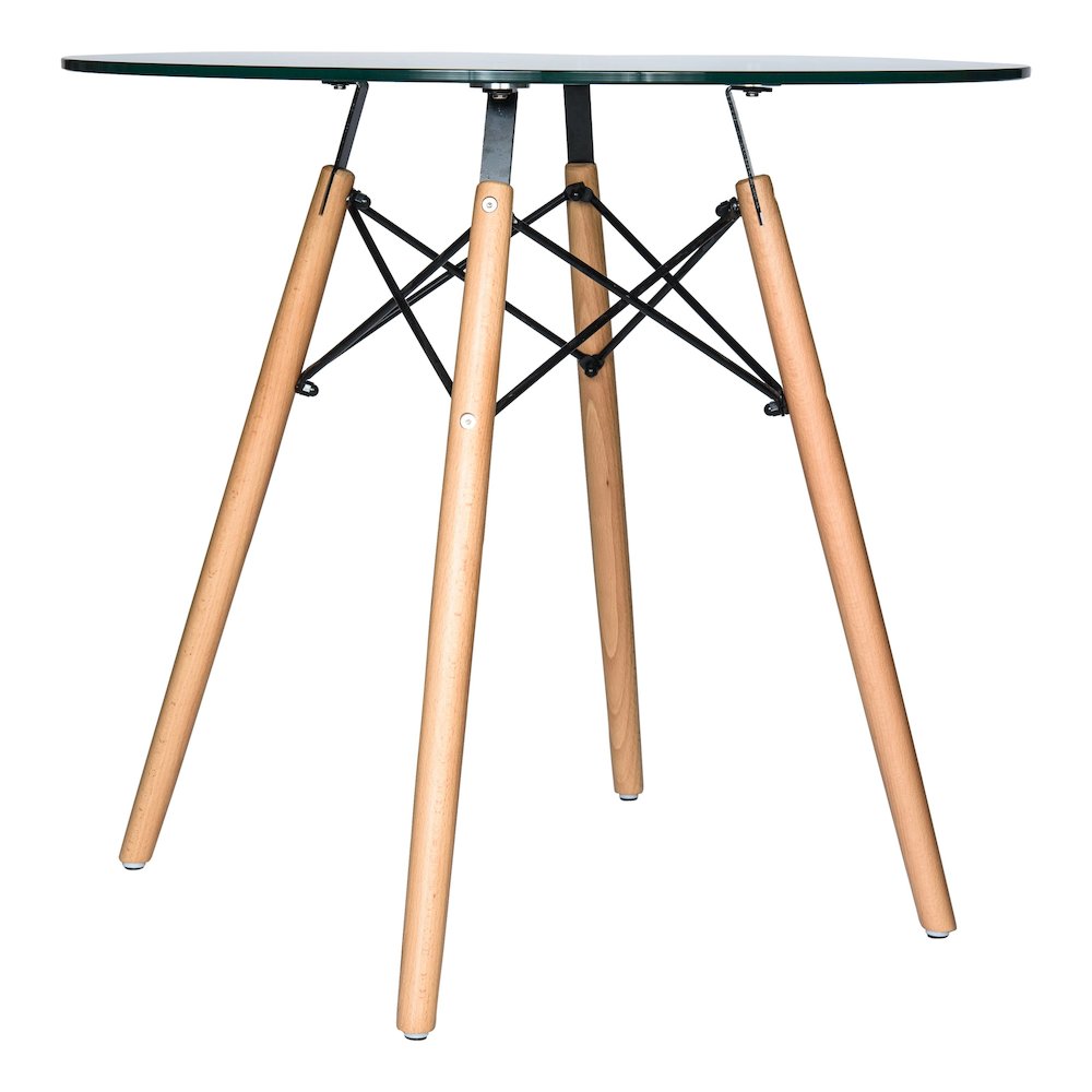 Dover 3-Piece Dining Set with Round Clear Glass Top Bistro Table in Blue. Picture 12