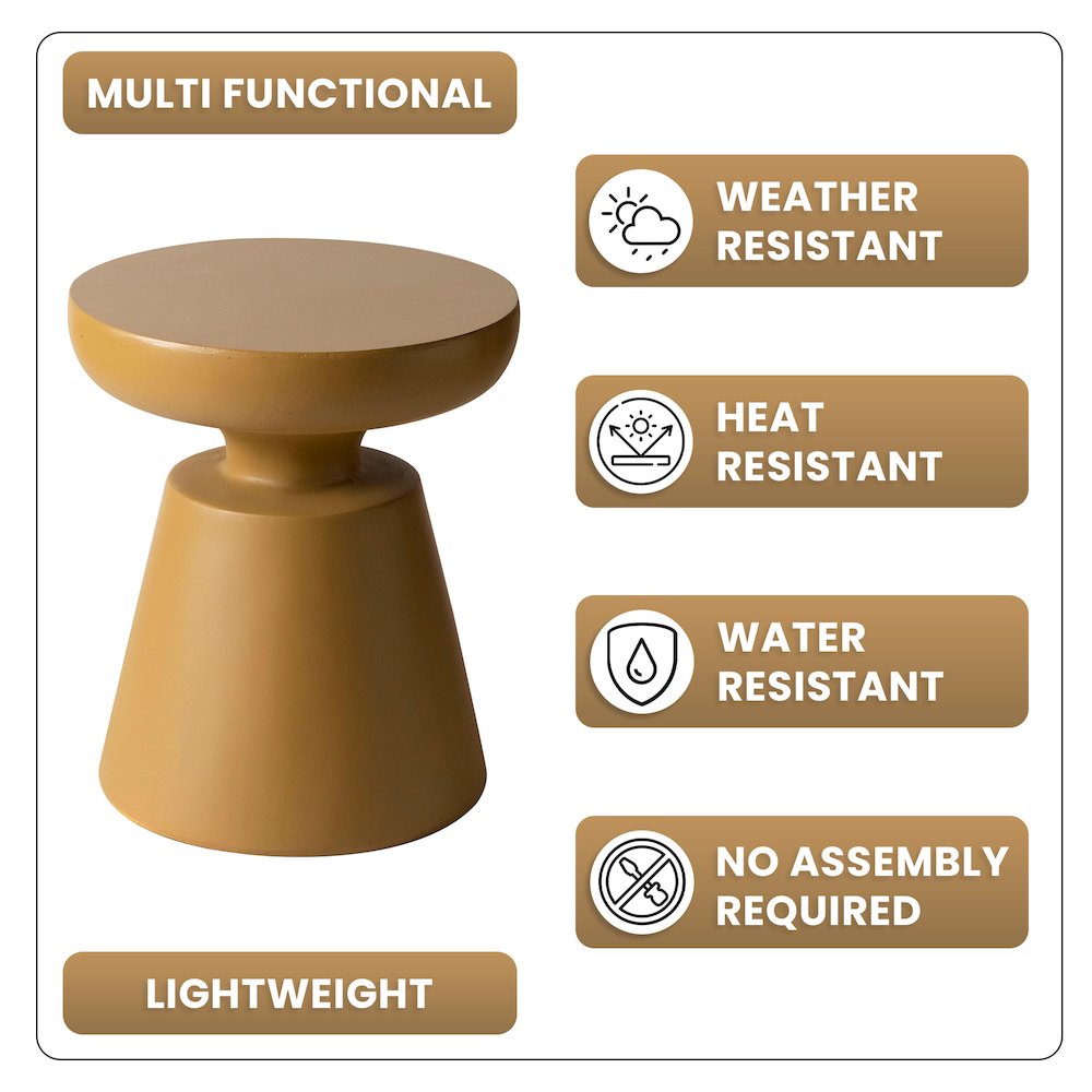 Isle Collection Fiberglass Outdoor Side Table in Brown. Picture 8