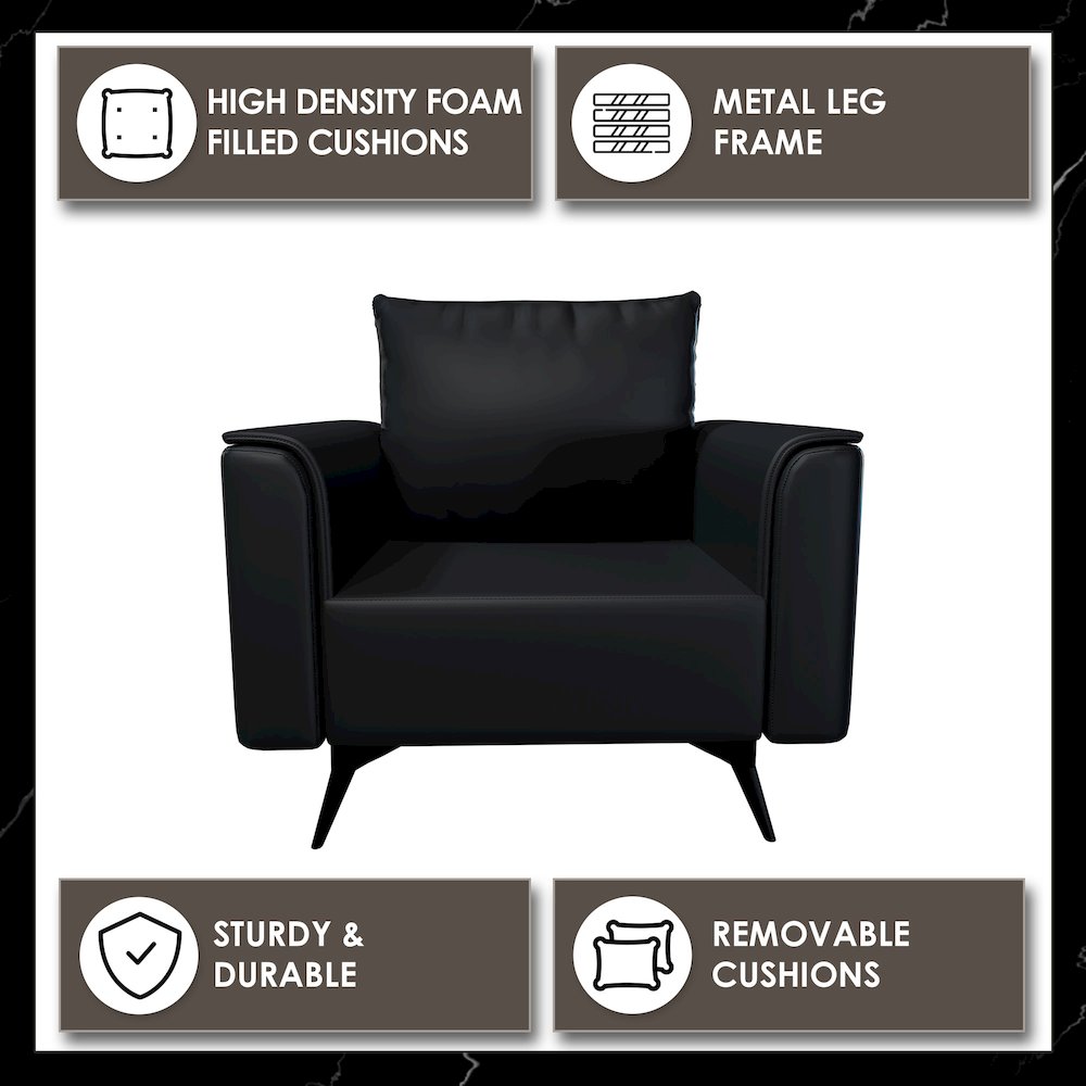 Rusk Collection Modern Single Seater Sofa In Black. Picture 4