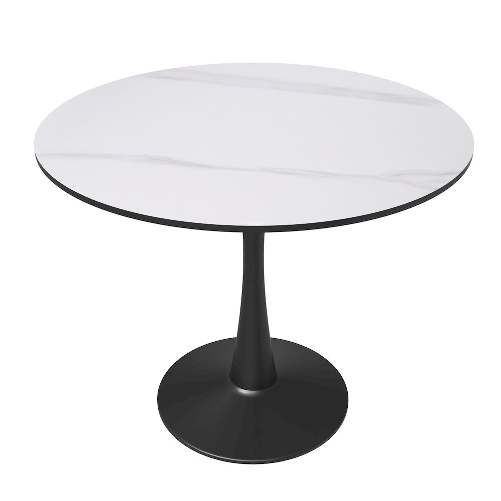 Bristol 31" round dining table Black base with White Sintered stone Top. Picture 1