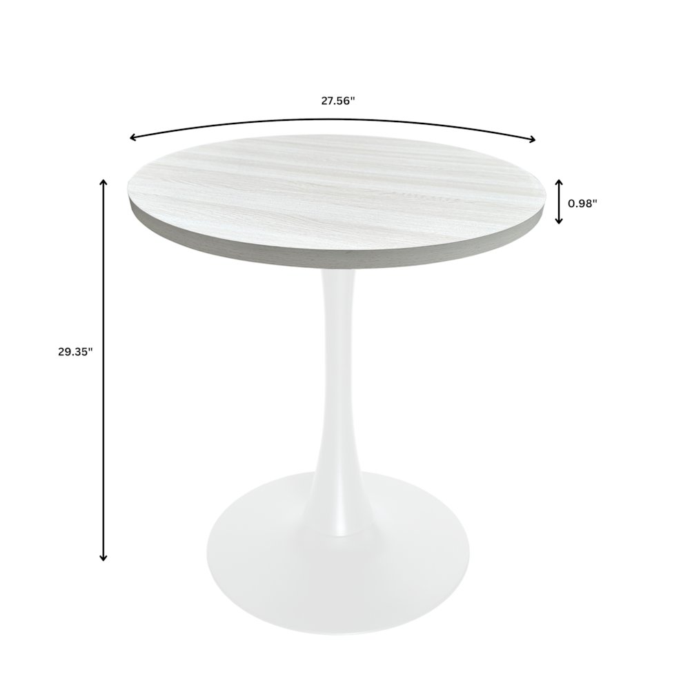 Bristol Dining table, White Base with 27" Round Light Natural MDF top. Picture 4